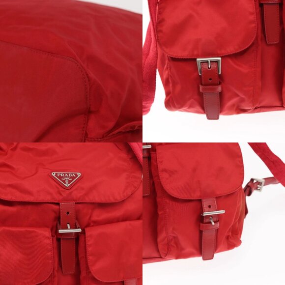 PRADA Backpack Nylon Red Silver Auth ar13819 main image 5